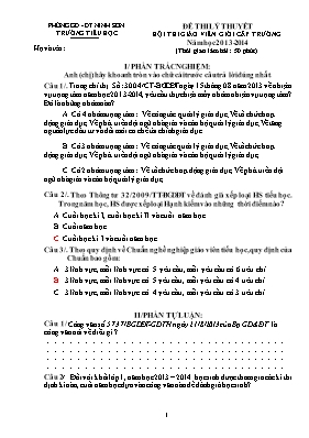 Đề thi lý thuyết hội thi giáo viên giỏi cấp trường năm học 2013 - 2014